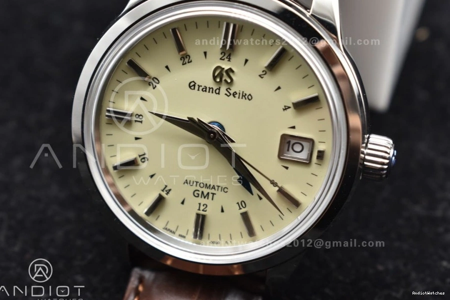 GSF Reliable 1:1 on Dial Edition Grand 886 Elegance Strap NH SS Best Brown Leather Cream GMT Seiko 0125